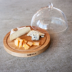 Dębowa deska  23,5 cm z kloszem do sera